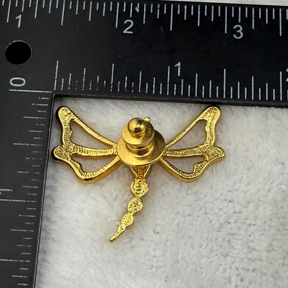 Vintage Avon Dragonfly Pin Gold Tone AB Crystal Rhinestone Small
